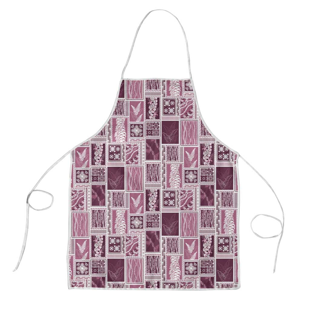 Vintage Aloha Block Quilt Apron Pink Inspired Lei Motifs - Polynesian Pride