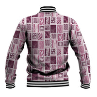 Vintage Aloha Block Quilt Baseball Jacket Pink Inspired Lei Motifs - Polynesian Pride