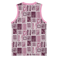 Vintage Aloha Block Quilt Basketball Jersey Pink Inspired Lei Motifs - Polynesian Pride