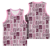 Vintage Aloha Block Quilt Basketball Jersey Pink Inspired Lei Motifs - Polynesian Pride