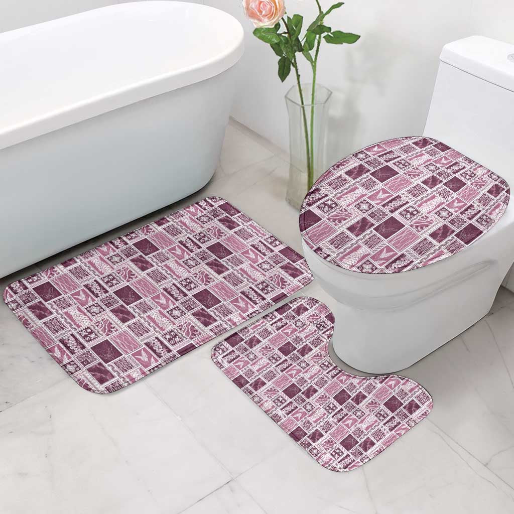 Vintage Aloha Block Quilt Bathroom Set Pink Inspired Lei Motifs - Polynesian Pride