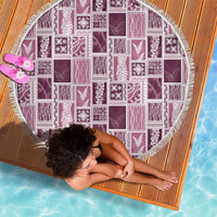 Vintage Aloha Block Quilt Beach Blanket Pink Inspired Lei Motifs - Polynesian Pride