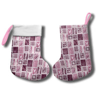 Vintage Aloha Block Quilt Christmas Stocking Pink Inspired Lei Motifs - Polynesian Pride