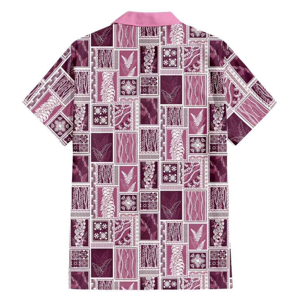 Vintage Aloha Block Quilt Family Matching Mermaid Dress and Hawaiian Shirt Pink Inspired Lei Motifs - Polynesian Pride
