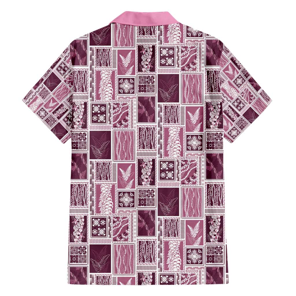 Vintage Aloha Block Quilt Family Matching Short Sleeve Bodycon Dress and Hawaiian Shirt Pink Inspired Lei Motifs - Polynesian Pride