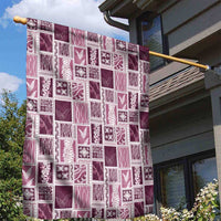 Vintage Aloha Block Quilt Garden Flag Pink Inspired Lei Motifs - Polynesian Pride