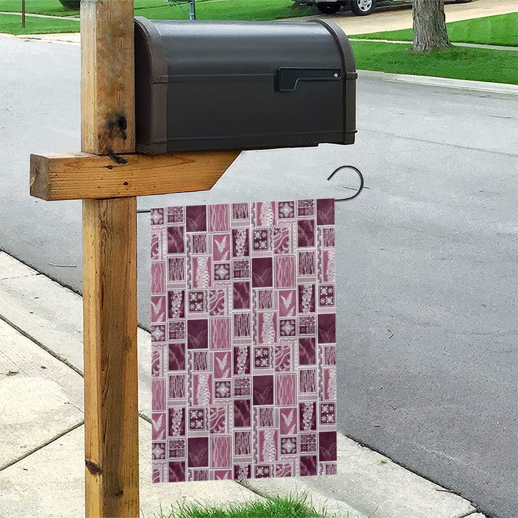 Vintage Aloha Block Quilt Garden Flag Pink Inspired Lei Motifs - Polynesian Pride