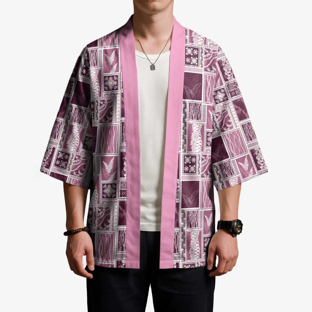 Vintage Aloha Block Quilt Kimono Pink Inspired Lei Motifs - Polynesian Pride