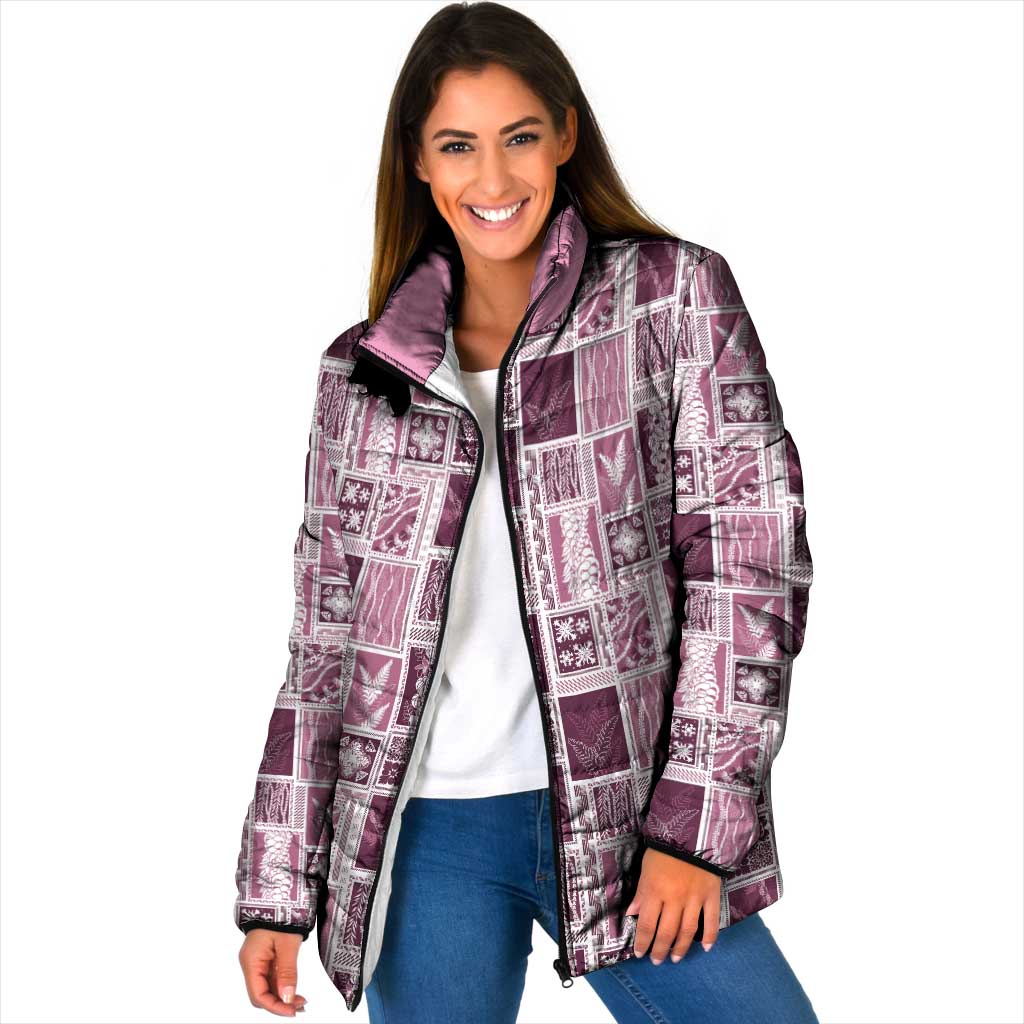 Vintage Aloha Block Quilt Padded Jacket Pink Inspired Lei Motifs - Polynesian Pride