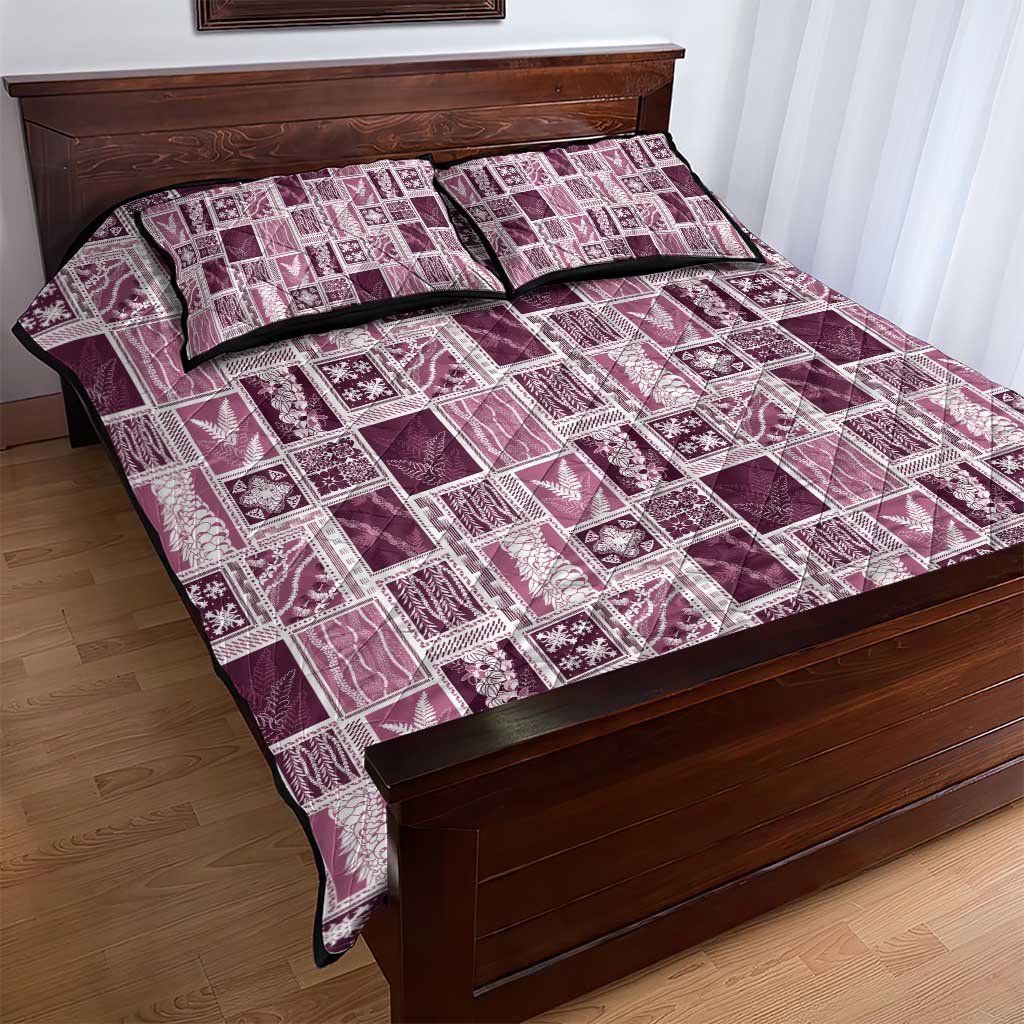 Vintage Aloha Block Quilt Quilt Bed Set Pink Inspired Lei Motifs - Polynesian Pride