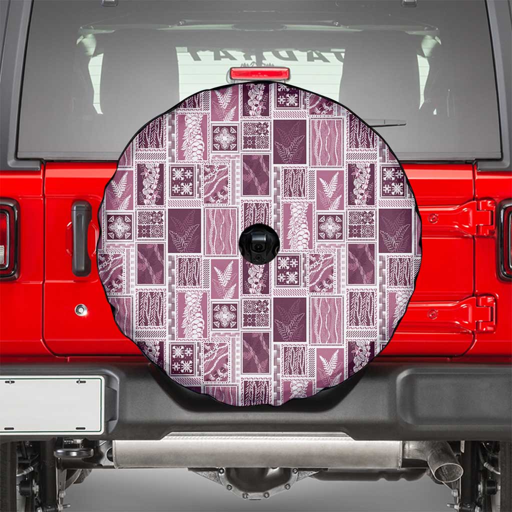 Vintage Aloha Block Quilt Spare Tire Cover Pink Inspired Lei Motifs - Polynesian Pride