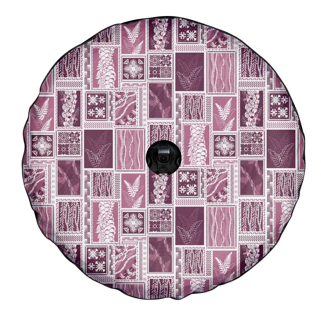 Vintage Aloha Block Quilt Spare Tire Cover Pink Inspired Lei Motifs - Polynesian Pride