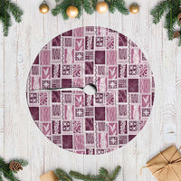 Vintage Aloha Block Quilt Tree Skirt Pink Inspired Lei Motifs - Polynesian Pride