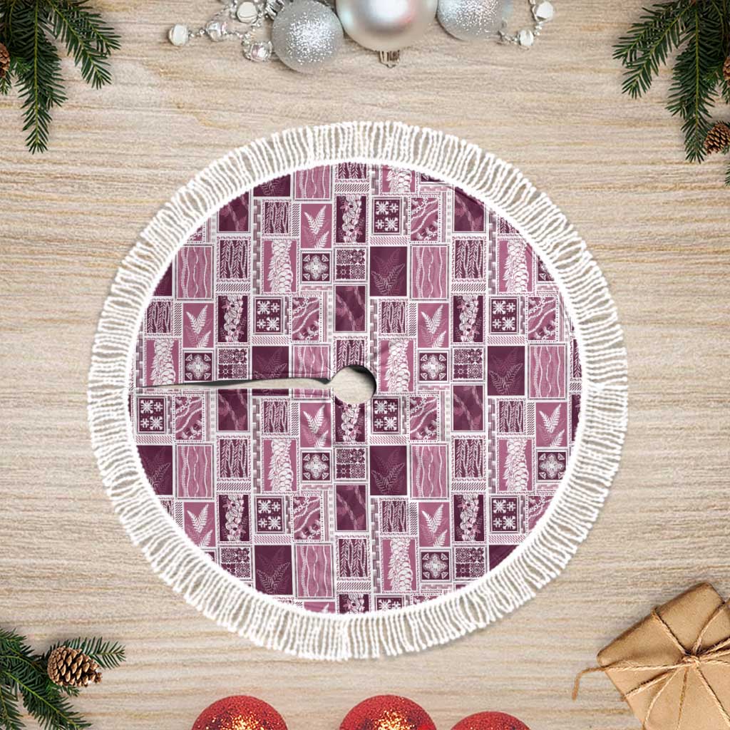 Vintage Aloha Block Quilt Tree Skirt Pink Inspired Lei Motifs - Polynesian Pride