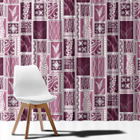 Vintage Aloha Block Quilt Window Curtain Pink Inspired Lei Motifs - Polynesian Pride