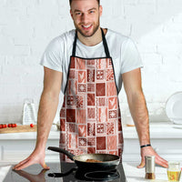 Vintage Aloha Block Quilt Apron Red Inspired Lei Motifs - Polynesian Pride