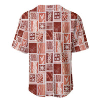Vintage Aloha Block Quilt Baseball Jersey Red Inspired Lei Motifs - Polynesian Pride