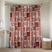 Vintage Aloha Block Quilt Bathroom Set Red Inspired Lei Motifs - Polynesian Pride