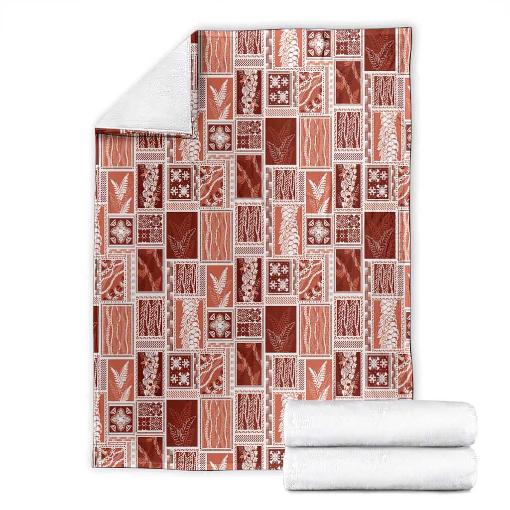 Vintage Aloha Block Quilt Blanket Red Inspired Lei Motifs - Polynesian Pride