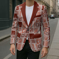 Vintage Aloha Block Quilt Blazer Red Inspired Lei Motifs - Polynesian Pride