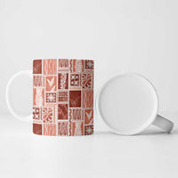 Vintage Aloha Block Quilt Ceramic Mug Red Inspired Lei Motifs - Polynesian Pride