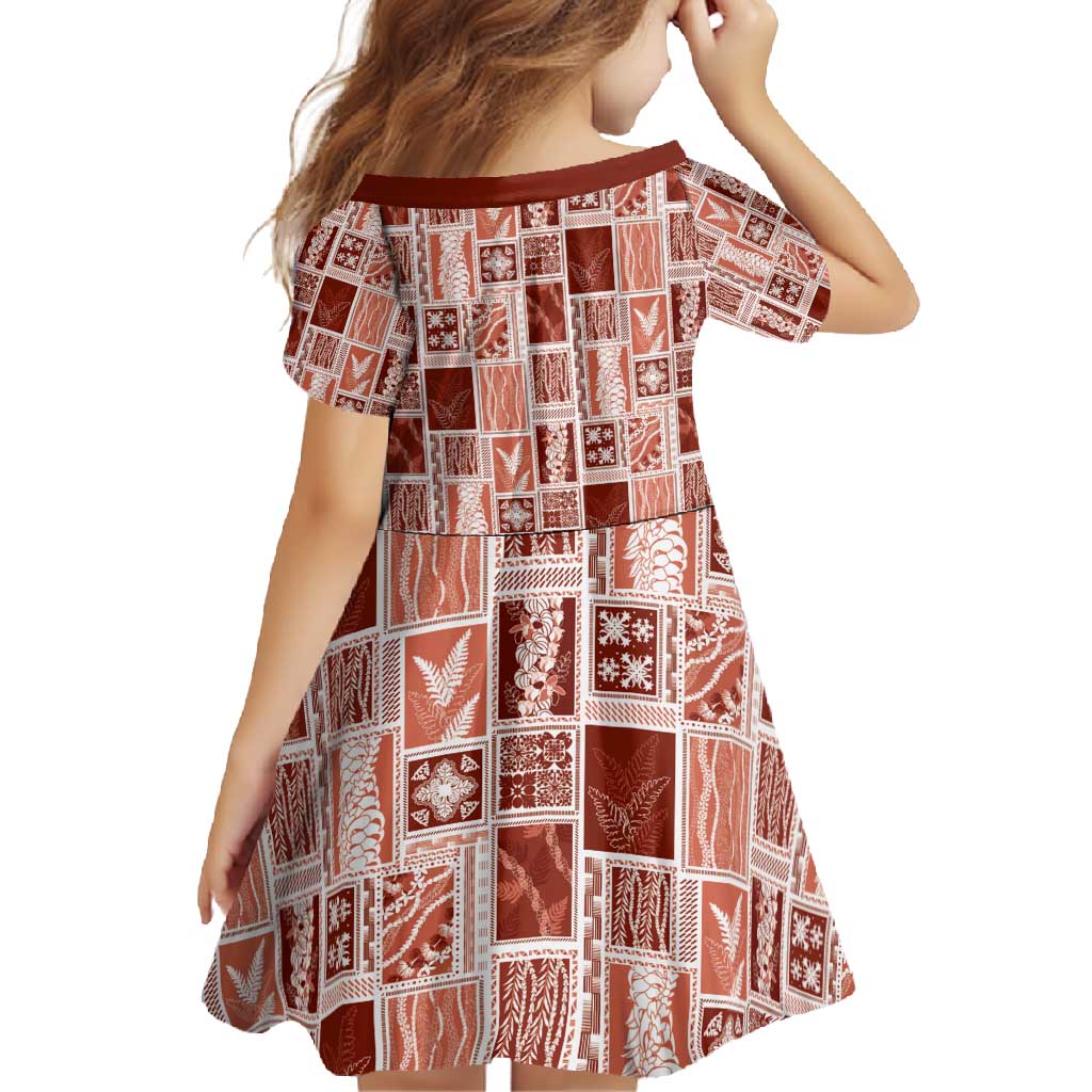 Vintage Aloha Block Quilt Family Matching Mermaid Dress and Hawaiian Shirt Red Inspired Lei Motifs - Polynesian Pride