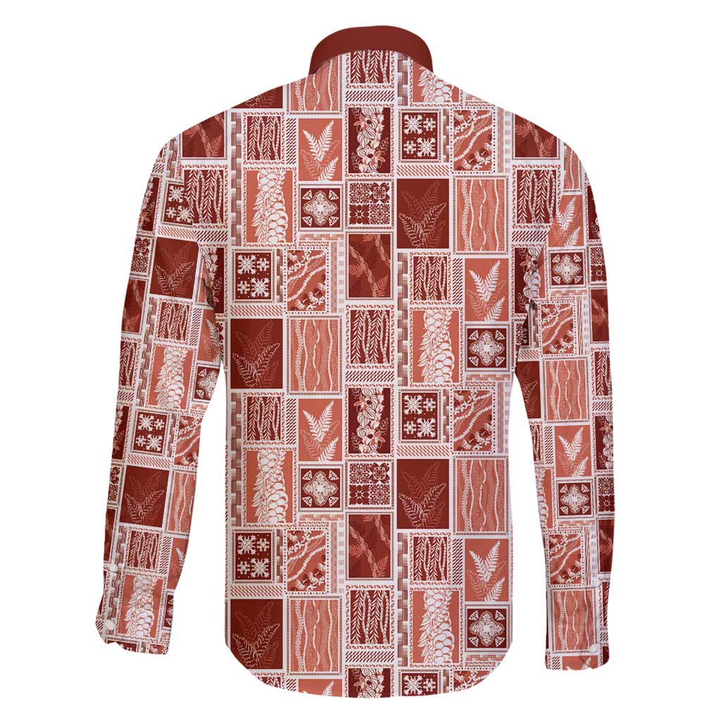 Vintage Aloha Block Quilt Family Matching Summer Maxi Dress and Hawaiian Shirt Red Inspired Lei Motifs - Polynesian Pride