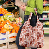 Vintage Aloha Block Quilt Grocery Bag Red Inspired Lei Motifs - Polynesian Pride