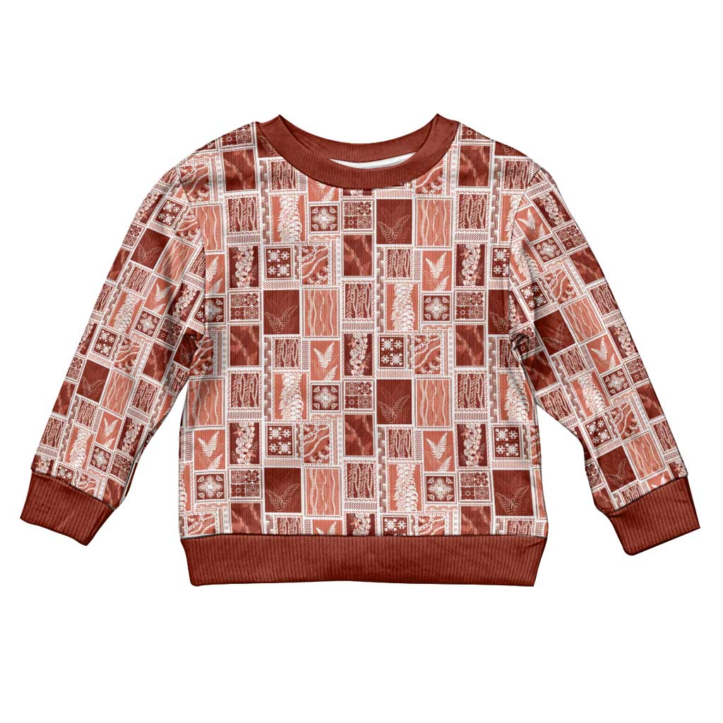 Vintage Aloha Block Quilt Kid Ugly Christmas Sweater Red Inspired Lei Motifs - Polynesian Pride