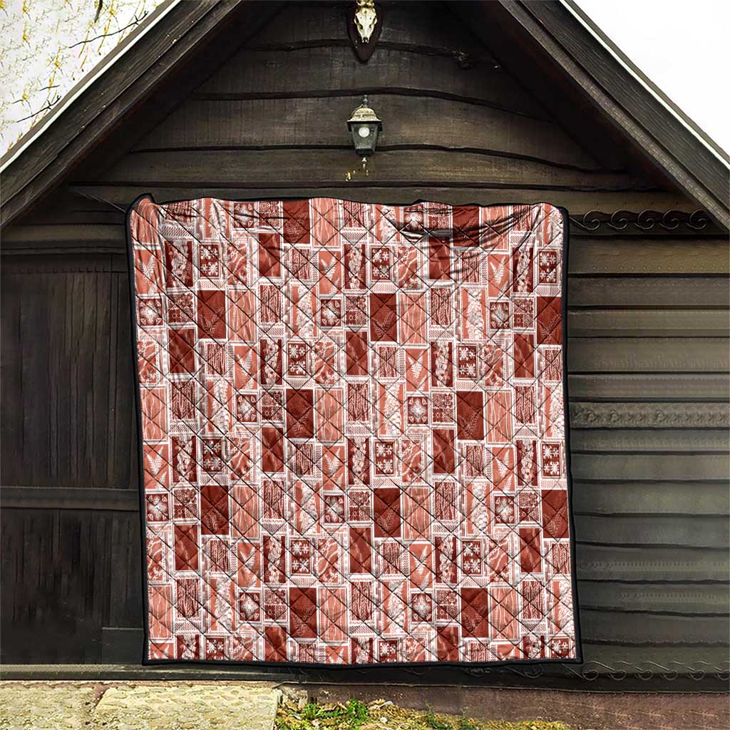 Vintage Aloha Block Quilt Quilt Red Inspired Lei Motifs - Polynesian Pride