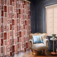Vintage Aloha Block Quilt Window Curtain Red Inspired Lei Motifs - Polynesian Pride