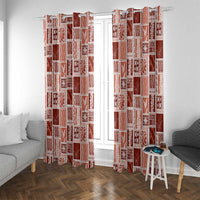 Vintage Aloha Block Quilt Window Curtain Red Inspired Lei Motifs - Polynesian Pride