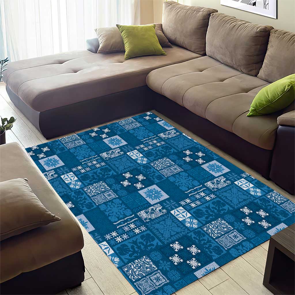 Vintage Hawaiian Quilting Patterns Area Rug Blue Style Tribal Fabric Patchwork - Polynesian Pride