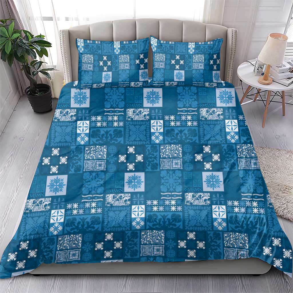 Vintage Hawaiian Quilting Patterns Bedding Set Blue Style Tribal Fabric Patchwork - Polynesian Pride