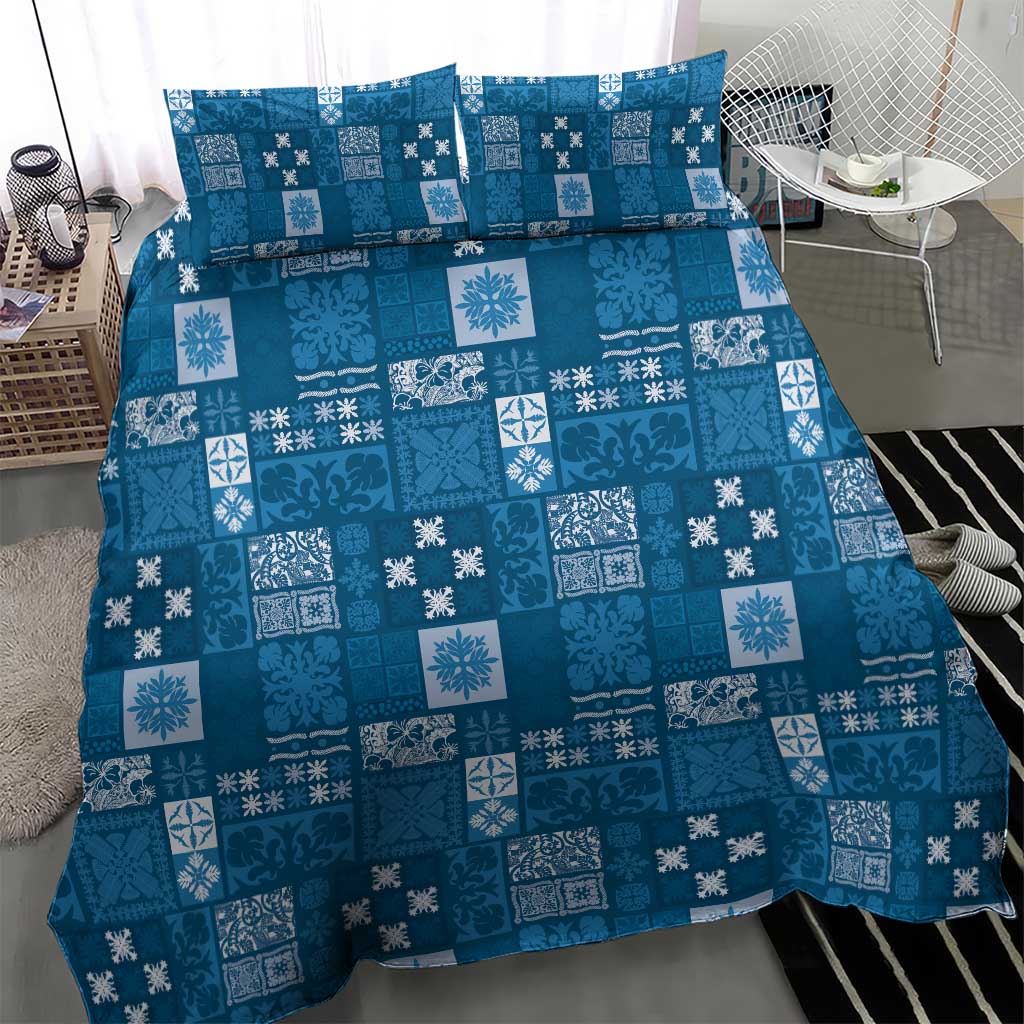 Vintage Hawaiian Quilting Patterns Bedding Set Blue Style Tribal Fabric Patchwork - Polynesian Pride