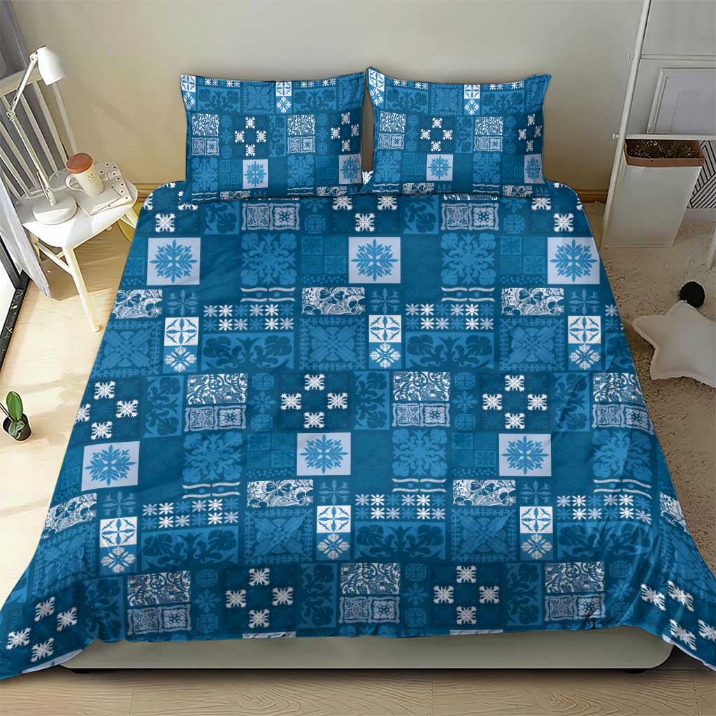 Vintage Hawaiian Quilting Patterns Bedding Set Blue Style Tribal Fabric Patchwork - Polynesian Pride