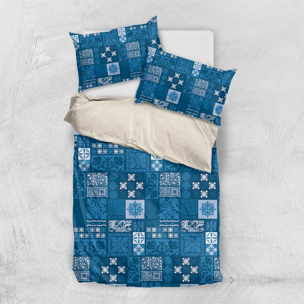 Vintage Hawaiian Quilting Patterns Bedding Set Blue Style Tribal Fabric Patchwork - Polynesian Pride