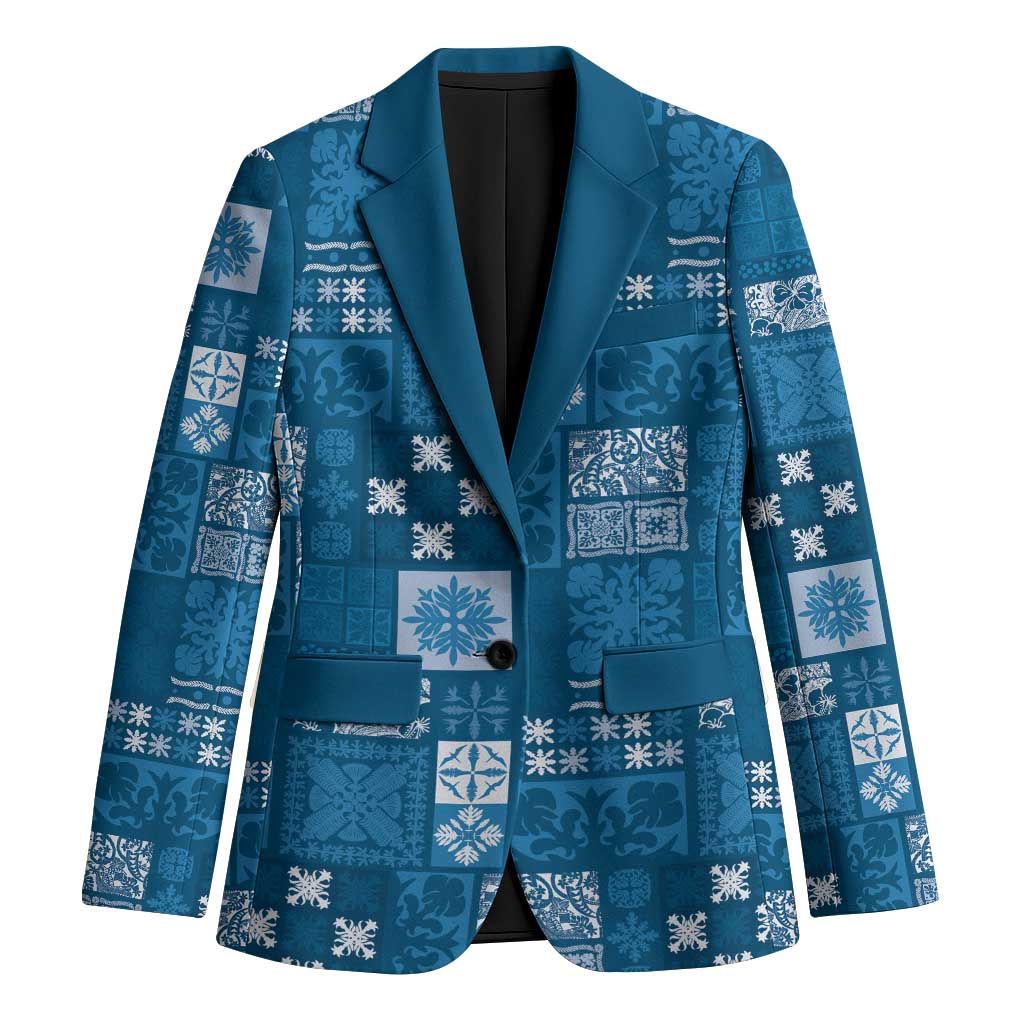 Vintage Hawaiian Quilting Patterns Blazer Blue Style Tribal Fabric Patchwork - Polynesian Pride