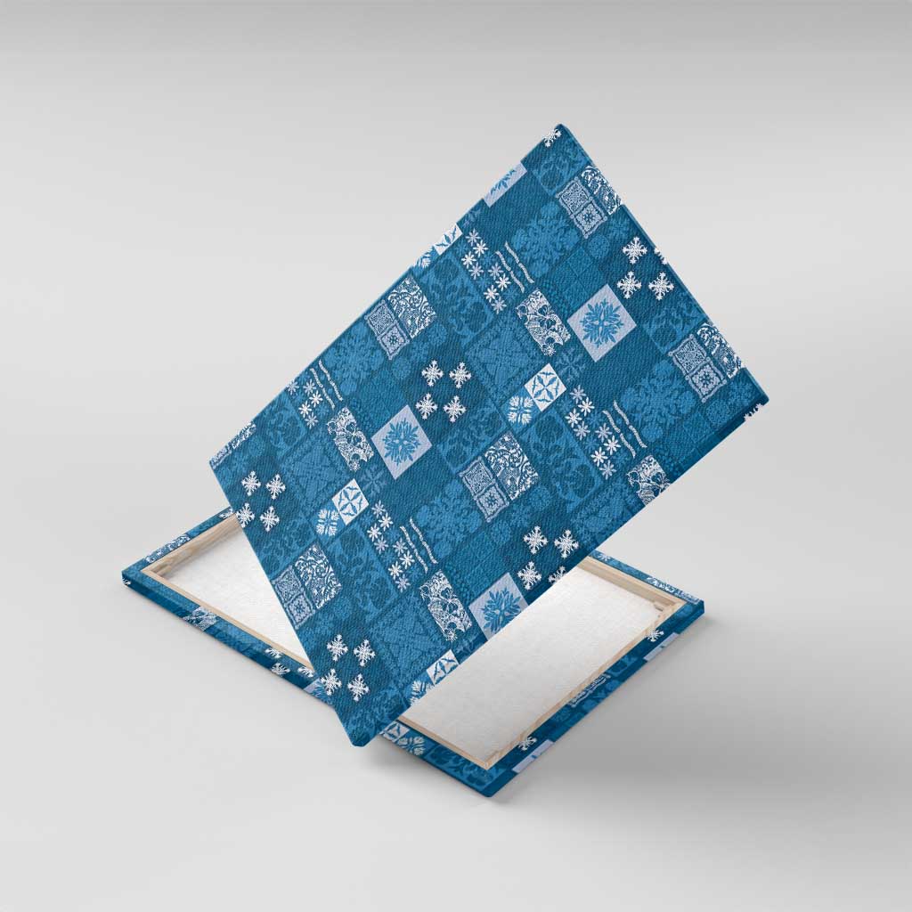 Vintage Hawaiian Quilting Patterns Canvas Wall Art Blue Style Tribal Fabric Patchwork - Polynesian Pride