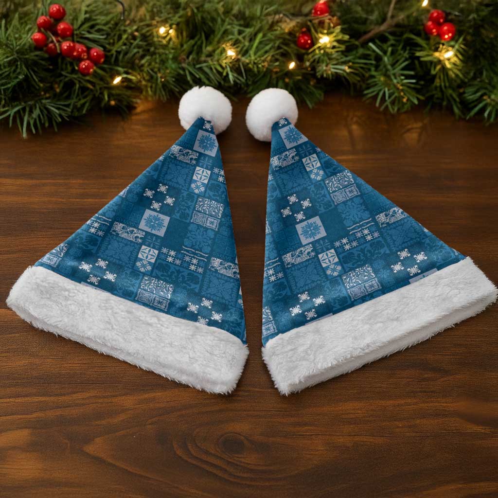 Vintage Hawaiian Quilting Patterns Christmas Santa Hat Blue Style Tribal Fabric Patchwork - Polynesian Pride