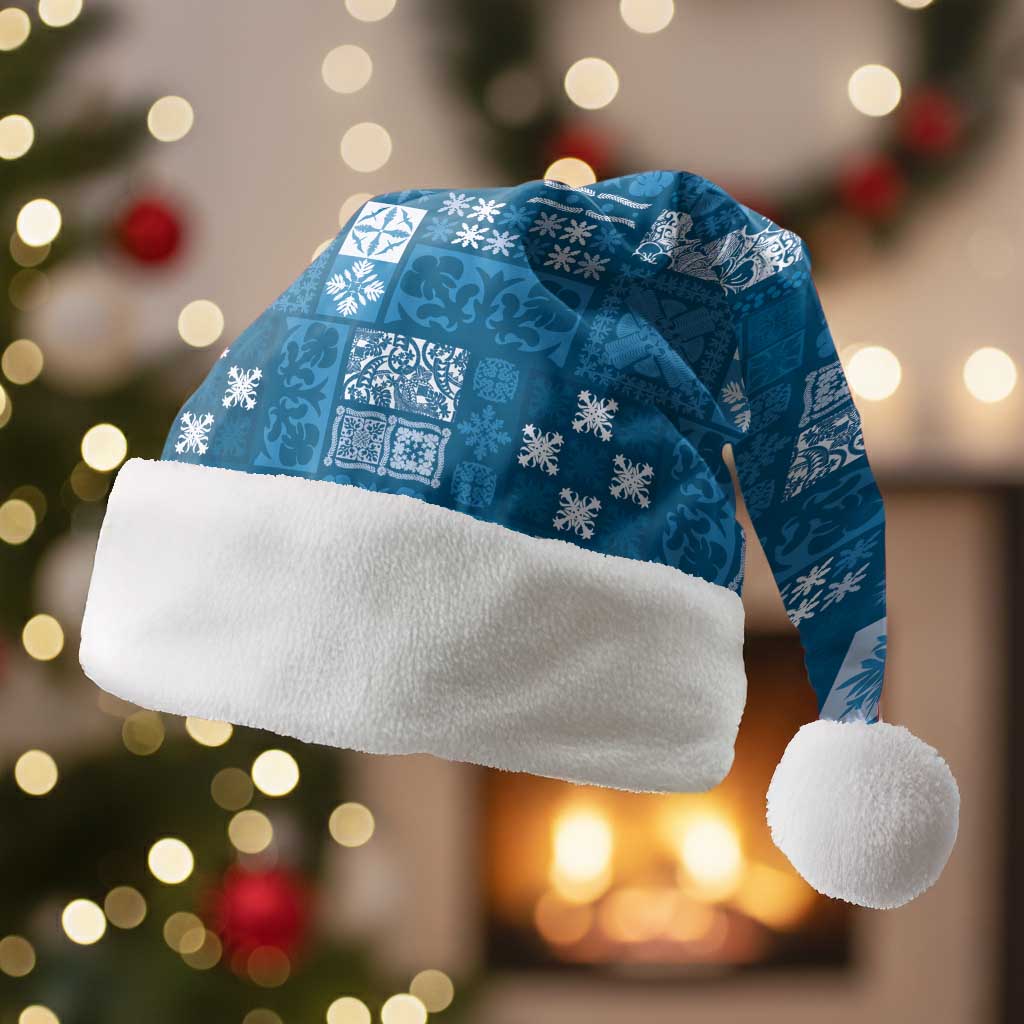 Vintage Hawaiian Quilting Patterns Christmas Santa Hat Blue Style Tribal Fabric Patchwork - Polynesian Pride