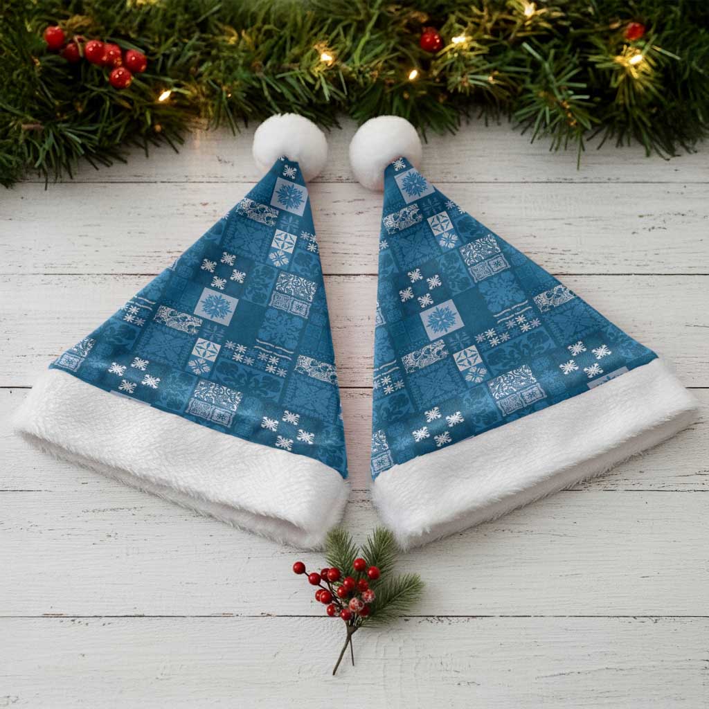 Vintage Hawaiian Quilting Patterns Christmas Santa Hat Blue Style Tribal Fabric Patchwork - Polynesian Pride
