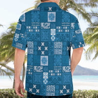 Vintage Hawaiian Quilting Patterns Hawaiian Shirt Blue Style Tribal Fabric Patchwork - Polynesian Pride