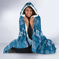 Vintage Hawaiian Quilting Patterns Hooded Blanket Blue Style Tribal Fabric Patchwork - Polynesian Pride