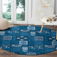 Vintage Hawaiian Quilting Patterns Round Carpet Blue Style Tribal Fabric Patchwork - Polynesian Pride
