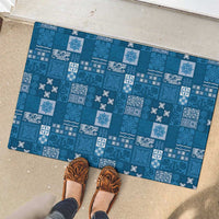 Vintage Hawaiian Quilting Patterns Rubber Doormat Blue Style Tribal Fabric Patchwork - Polynesian Pride