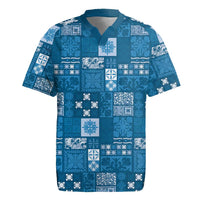 Vintage Hawaiian Quilting Patterns Rugby Jersey Blue Style Tribal Fabric Patchwork - Polynesian Pride