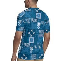 Vintage Hawaiian Quilting Patterns Rugby Jersey Blue Style Tribal Fabric Patchwork - Polynesian Pride