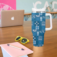 Vintage Hawaiian Quilting Patterns Tumbler With Handle Blue Style Tribal Fabric Patchwork - Polynesian Pride