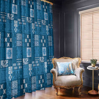 Vintage Hawaiian Quilting Patterns Window Curtain Blue Style Tribal Fabric Patchwork - Polynesian Pride
